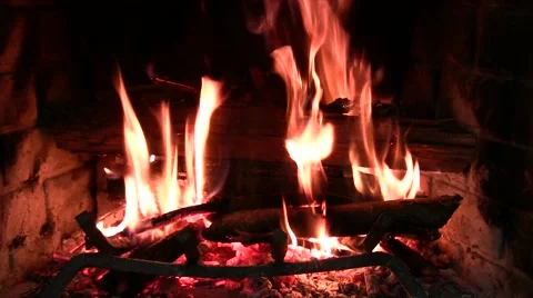 Whole fireplace real-time close-up Stock Footage 47667165