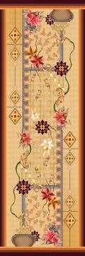 A whole frame illustration of a carpet design with elegant floral patterns on Stock Illustration