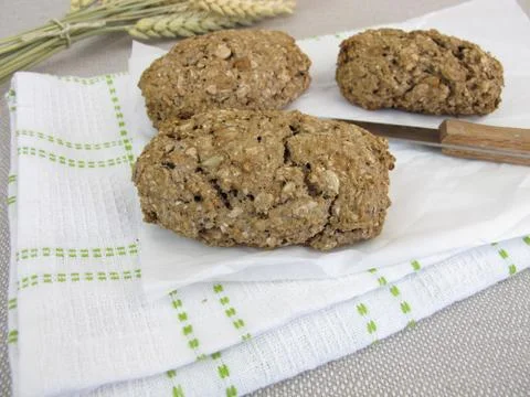 Whole grain bread rolls Stock Photos