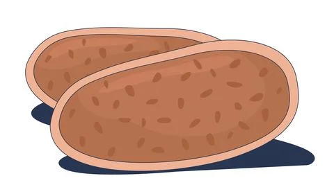 Whole grain bread slices 2D cartoon object 스톡 일러스트