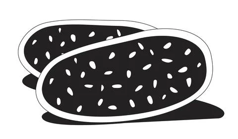 Whole grain bread slices 2D line object Stock Illustration