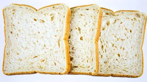 Whole grain bread with soft sliced texture isolated on white background, or.. Stock Photos
