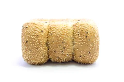 Whole grain bread top view with black and white sesame Stock Photos