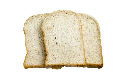 Whole Grain Bread on white background with clipping path. Stock Photos