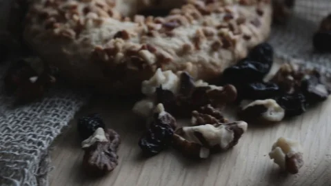Whole grain cereal shortbread biscuits cookies with nuts Stock Footage 105870920