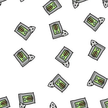 Whole grain flour packaging vector seamless pattern Stock Illustration