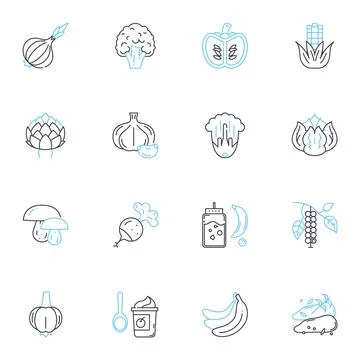 Whole grain linear icons set. Nourishing, Wholesome, Fibrous, Nutritious Stockillustratie