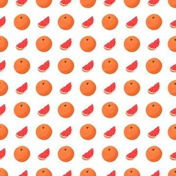 Whole grapefruit and red slice seamless pattern. Stock Illustration