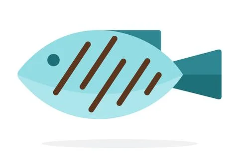 Whole grilled fish vector flat isolated Stock Illustration