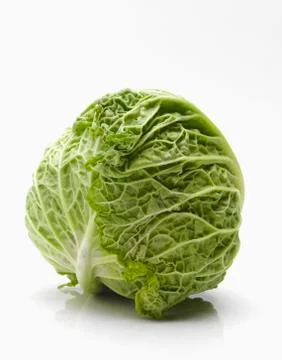 Whole Head of Cabbage on White Background Stock Photos