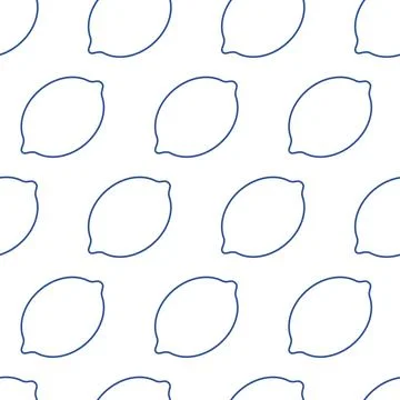 Whole lemon. Seamless vector pattern. Blue sketch. Repeating citrus print. Stock Illustration