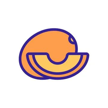 Whole melon and slice icon vector outline illustration Stock Illustration