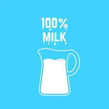 Whole milk with thin line pitcher Stock Illustration