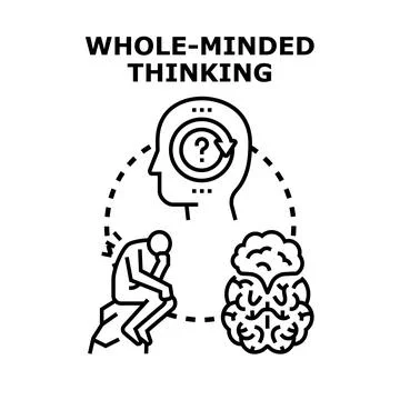 Whole minded thinking concept exploring mental process Stock Illustration
