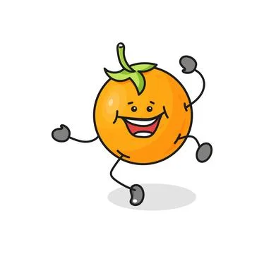 Whole orange. Vector flat cartoon color icon with emotions. Stock Illustration