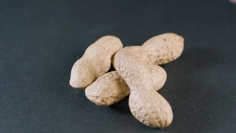 Whole peanot in shell on black background Stock Footage 328652203