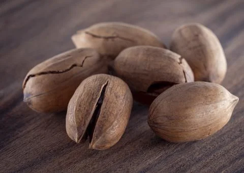 Whole pecan nuts Stock Photos
