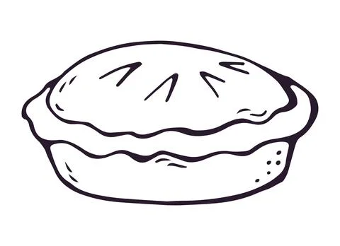 Whole Pie in Dish Hand Drawn Doodle Clipart Stock Illustration