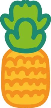 Whole pineapple hand drawn vector illustration Illustrazione stock