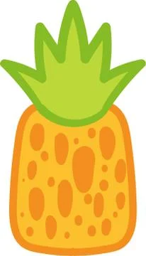 Whole pineapple hand drawn vector illustration Stock Illustration