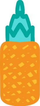 Whole pineapple hand drawn vector illustration 스톡 일러스트
