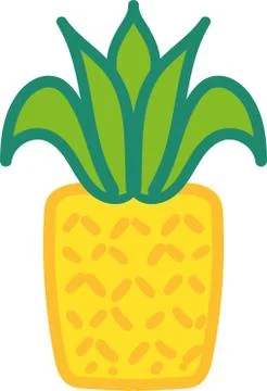 Whole pineapple hand drawn vector illustration Stock Illustration
