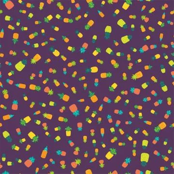 Whole pineapples vector seamless pattern Stock Illustration