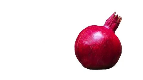 Whole pomegranate on white background. Space for text. Fresh raw fruit isolat Foto stock