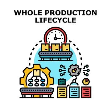 Whole production lifecycle management process development Stock Illustration