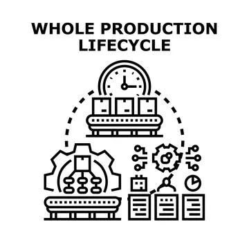 Whole production lifecycle management process development Stock Illustration