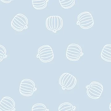Whole pumpkin line seamless pattern Stock Illustration