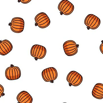 Whole pumpkin vector seamless pattern Stock Illustration