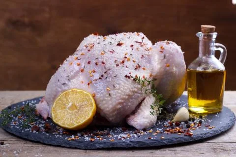 Whole raw chicken Stock Photos