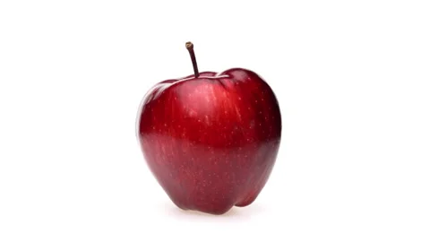 Whole red apple fruit isolated. Rotating on white background. Closeup. Stock-Footage 166232796