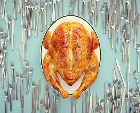 Whole roasted chicken. Illustrazione stock