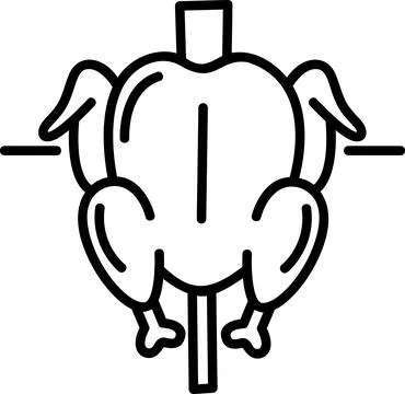 Whole Roasted Chicken On Spit Icon Stock Illustration