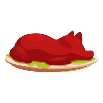 Whole roasted pig lying on serving tray with garnish Stock Illustration