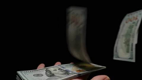 A Whole Stack Of Dollars Flying Away From Hands In The Wind And I Can't Catch Stock Footage 277584018