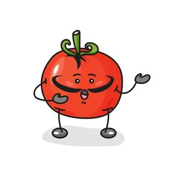 Whole tomato. Vector flat cartoon color icon with emotions. Stock Illustration