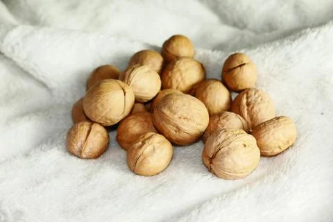 Whole walnuts, healthy nut food for brain. Healthy nuts and seeds. Stock Photos