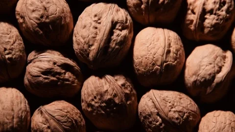 Whole walnuts,close up food background Video stock 186091699