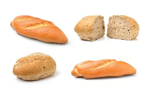 Whole wheat bread isolated on white background Stock Photos