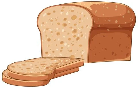 Whole Wheat Bread Loaf with Sliced Pieces Illustration Stock Illustration