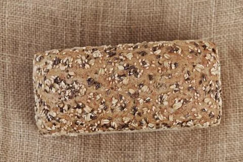 Whole wheat bread loaf. Top view. Stock Photos