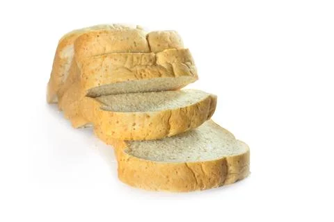 Whole wheat bread stack on isolated white background. Stock Photos