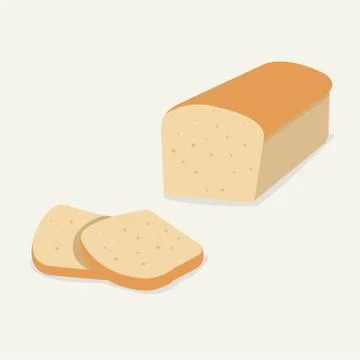 Whole wheat bread vector.Flat Bread loaf and Sliced Illustrazione stock