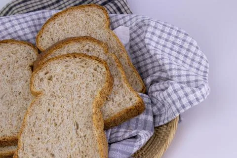 Whole Wheat Bread on White Background Stock Photos