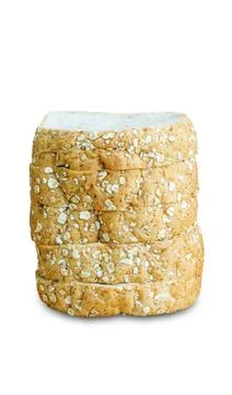 Whole wheat bread on a white background. Stock Photos