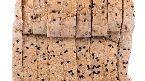 Whole wheat bread on white background.4k footage Stock Footage 152721725