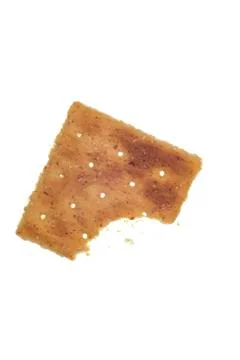 Whole Wheat Cracker With One Bite Gone Isolated on White Stock Photos